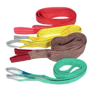 Custom width 25-300mm flat eye tape crane lift webbing sling belt polyester flat webbing sling