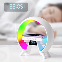 10W Qi Schnelles Kabelloses Ladegerät Moderne Weiße Lautsprecherlampe RGB LED Nachtlicht Wecker FM-Radio Batteriebetrieben Schlafzimmer