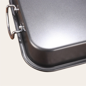 OEM/ODM Grille de 15 pouces Porte-réseau Double Poignée en acier au carbone Rectangle Antiadhésif Poulet Rôti Dinde Plaque de Cuisson Grill Pan Plat - Product Image 4