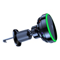Chargeur magnétique de voiture N52 Qi2.2 25W avec lumière d'ambiance LED et support de charge rotatif à 360 degrés pour iPhone 17 Pro Max (fixation sur grille d'aération)