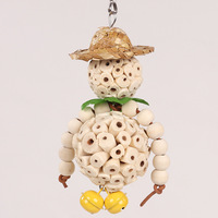 Auto-divertissement perroquet jouet à mâcher boule de rotin balançoire accessoire de cage à oiseaux pour le meulage des dents et les fournitures de bec