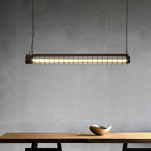 Lámpara Colgante Larga de Metal Dorado, E26 LED 3500K Blanco Cálido, Altura Ajustable, Pantalla de Vidrio Cilíndrica, Regulable, Garantía de 5 Años - Product Image 1