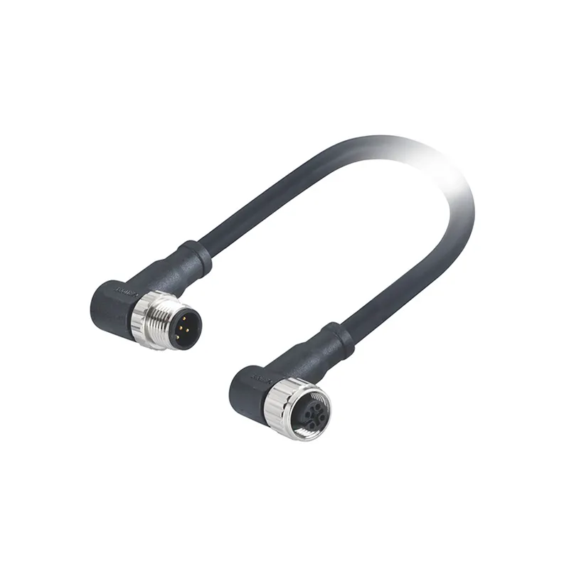 M12 A Code Male to Female 12 Pin Sensor Angled Connector Molded with 1M Un-Shielded Cable