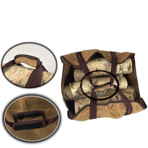 Fireplace Carrier Waterproof Waxed Canvas <b>Log</b> Carrier Tote <b>Bag</b> Outdoor <b>Log</b> Tote Large Wood Carrying <b>Bag</b> with Handles - Product Image 2