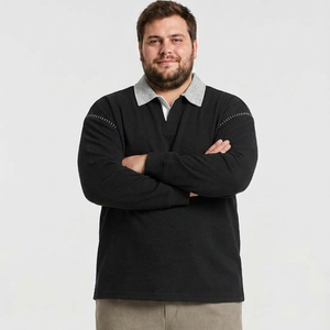 Felpa Polo in Maglia per Uomo Taglie Forti, Cotone Elasticizzato Traspirante, Vestibilità Comoda, Manica Lunga, 6XL 7XL 8XL 9XL 10XL - Product Image 4