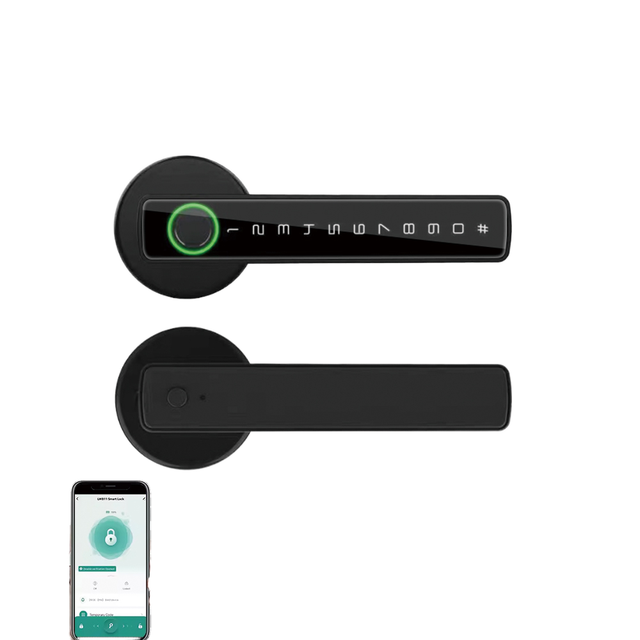 Tuya Biometric Fingerprint Password Electric Door Lock for Smart Home Wood Door Aluminum Material Cloud Data Grade C for