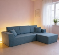Sofá Modular en Forma de L Moderno y Económico, Hecho de Pana, Combinación de Sofá Cama para Sala de Estar. Pedidos Grandes Personalizables.