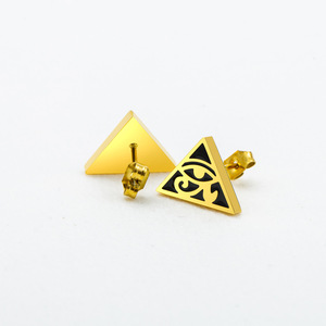 Pendientes con diseño de ojo de Horus egipcio, chapados en oro de 18 quilates, triangulares, geométricos, joyería de moda para mujer - Product Image 3