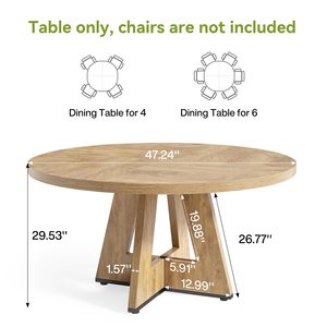 Mesa de Comedor SENYU Moderna con Base de Pedestal de Madera de 47 Pulgadas para 4-6 Personas, Mesa Redonda para Cocina y Comedor - Product Image 2