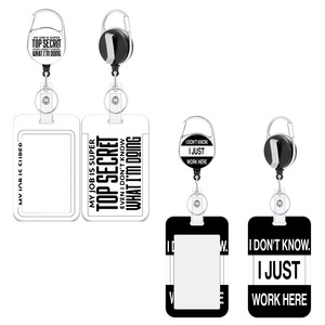 Cross-border black I JUST fun word badge scroll keychain with back <b>clip</b> for ID and car key protection - Product Image 2