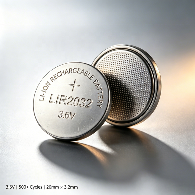 LIR2032 Rechargeable Button Cell Battery 3.6V 40mAh High Capacity 500+ Cycle Life  OEM ODM Custom Brand For Car Key Smart Watch