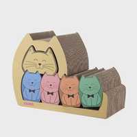 Cave à chat interactive 5-en-1 en carton pour loisirs créatifs familiaux, maison à gratter avec design coulissant, jouets pour l'enrichissement des chats d'intérieur