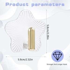 Wall Adhesive Transparent Star Golden <b>Hook</b> Traceless Waterproof Eco-Friendly <b>Plastic</b> Modern Stylish Multifunctional Bathroom - Product Image 2