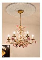 Lustre de jardin français de luxe, style villa américaine, salon, design rose, ovale rétro, E27, chambre à coucher, moderne