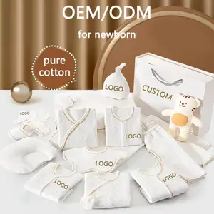 2023 Wholesale Organic Cotton Newborn Romper Toddler Bodysuit Summer Baby Clothes Set Gift Box 0-3 3-6 Months