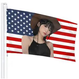 Chaewon美国国旗3x5英尺，带黄铜索环，Kim Chae赢得了大学宿舍墙壁派对海报挂毯的有趣旗帜