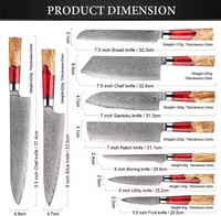Ensemble de couteaux japonais de haute qualité avec couteau de chef en acier Damas pour experts culinaires