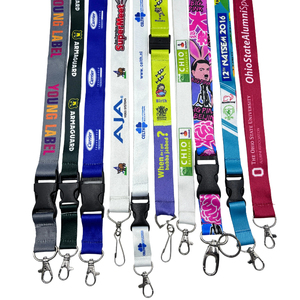 昇華プリントロゴ入りポリエステル製ネックストラップ、安全ブレイクアウェイクラスプとキーリングフック付き、IDカードホルダー、販促、フェスティバル用 - Product Image 1