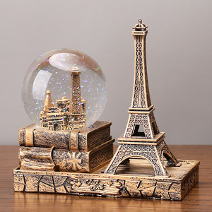 Caja de música de cristal de la Torre Eiffel con función giratoria para decoración de escritorio, regalo - Product Image 1