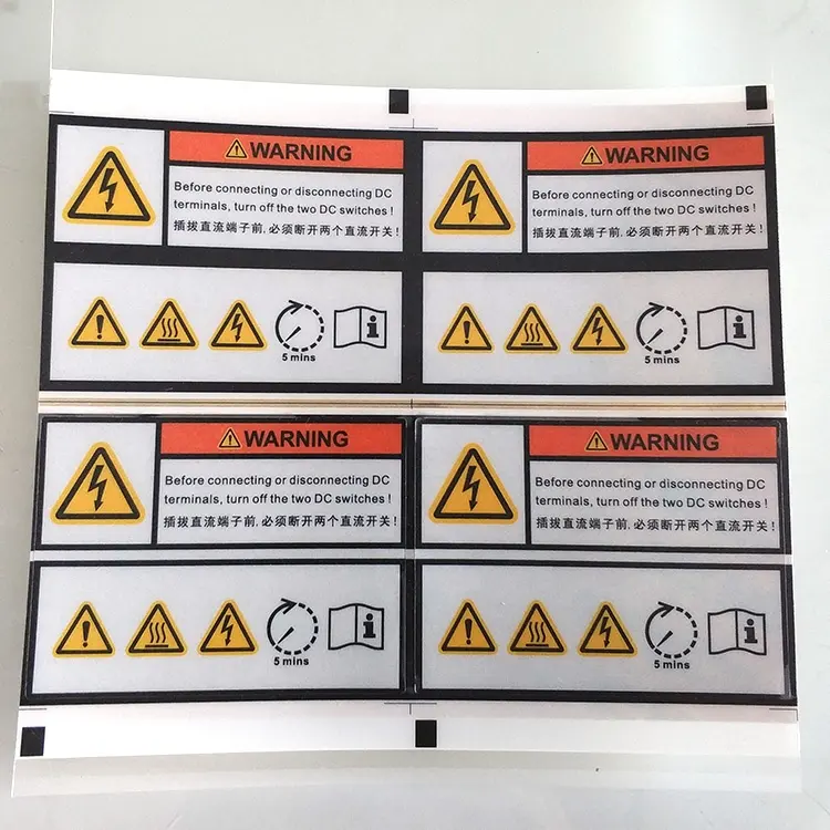 Custom Machinery Safety Warning Sign Labels Strong Glue Adhesive Waterproof Industrial Stickers
