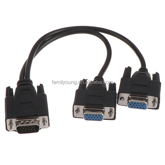25cm VGA Splitter Cable Dual VGA Monitor Y Splitter 15Pin VGA 1 Male to 2 Female Adapter Cable Only for Screen Duplication