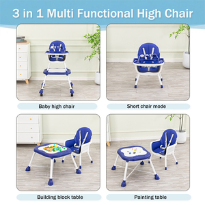Silla Alta <span class=keywords><strong>para</strong></span> Bebé 6 en <span class=keywords><strong>1</strong></span>, Plegable con un Clic, Arnés <span class=keywords><strong>de</strong></span> 5 Puntos, Altura Ajustable, con Bandeja Doble, Superventas - Product Image 3