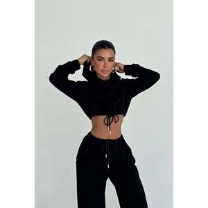 Chándal Deportivo Negro Farhi de Nailon, Transpirable, Ligero, con Capucha, con Logotipo, Tallas Grandes, Estampado Sólido para Otoño - Product Image 2