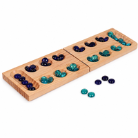 Jeu de Mancala en bois de pin de haute qualité, ensemble professionnel pliable avec des pions en pierre polie pour la famille