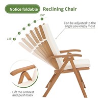 Ensemble de salle à manger de jardin moderne 7 pièces, meubles d'extérieur en bois d'acacia, table rectangulaire extensible, 6 chaises pliantes inclinables, US