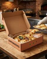Boîte alimentaire pliable professionnelle avec logo personnalisé imprimé et slogans amusants, emballage pour pâtisserie, beignets, macarons pour confiserie