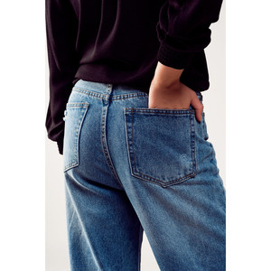 Jeans a gamba dritta effetto distressed in denim medio - Product Image 1