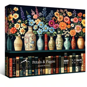 Puzzles de fleurs sauvages pour adultes, 1000 pièces, puzzle livre de fleurs vintage, puzzle de pages de fleurs sauvages. - Product Image 1