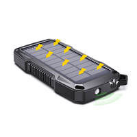 Batterie externe portable 22,5 W pour extérieur 10000 mAh avec câbles de charge intégrés USB-A vers USB-C et USB-C vers USB-C, boussole et lampe LED