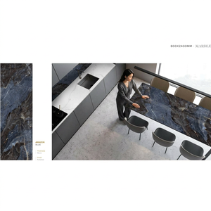 Amezon Blue 800x2400x15mm Dalle de marbre en porcelaine polie Carreaux de quartz Bliss Pierre frittée décorative - Product Image 1