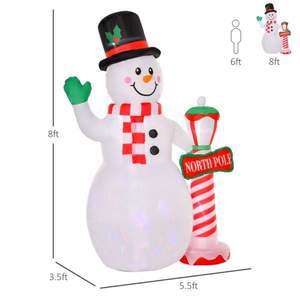 Muñeco de Nieve Inflable Navideño para Decoración de Jardín con Base Iluminada y Letrero del Polo Norte - Product Image 6