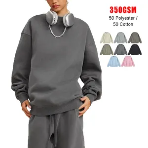 卸売ブランク特大3Dパフプリントエンボスソリッドドロップショルダークルーネック女性パーカースウェットシャツ