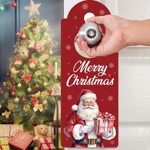 Christmas <strong>Art</strong> <strong>Paper</strong> Door Hanging Card Santa Claus Door Sign Doorknob Ornament Recyclable Party Scene Decoration 100pcs - Product Image 1