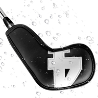Blanc Nombre de Tête De Fer de Golf Couvre Fer Headovers Cales Couvre avec Long Cou et Noir PU 4-9 ASPX 10 pièces