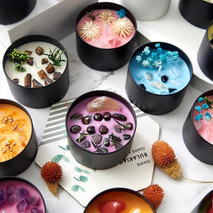 ブラックティンエコフレンドリードライフラワークリスタル香り大豆ワックスキャンドルアロマセラピー大豆キャンドル - Product Image 4