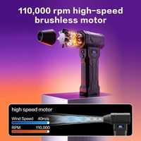 Souffleur d'air comprimé multifonction 2-en-1 certifié PPWR, 110000 tr/min pour ventilateur, 80W, rechargeable, écologique