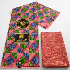 4+2yards Ankara African Gold Fabric Real Wax Fabric Pure Cotton <strong>Material</strong> Nigeria Ghana Kente Lace for Cloth <strong>Sewing</strong> DIY <strong>Materials</strong> - Product Image 1