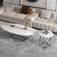 ZEE406 Nouvelle table basse italienne minimaliste en métal avec roulettes, plateau en pierre, design moderne pour petits appartements, mobilier de maison de luxe léger