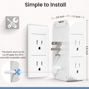 Nhà máy OEM đa-cắm quản lý cáp tường ổ cắm Extender bảo vệ tăng với nightlight 4 cổng USB (1 USB C) - Product Image 4