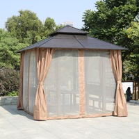 Tonnelle de jardin métallique étanche 3x3m pour événements, pavillon de jardin avec sièges et table, mobilier d'extérieur populaire 2023