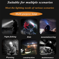 Lampe frontale LED rechargeable puissante à double source lumineuse, portable, étanche, pour la pêche, le camping et comme petite lampe de mineur