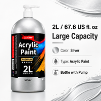 Peinture acrylique argentée 2L avec pompe distributrice, couleur acrylique pour artistes, pour toiles murales, fournitures de peinture artisanale DIY