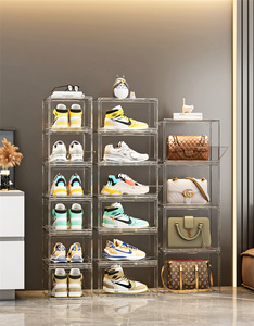 Thiết Kế Mới Trong Suốt Nhựa Có Thể Gập Lại Giày Lưu Trữ Hộp Phía Trước Acrylic Loại Ngăn Kéo Từ Rõ Ràng Sneaker Hộp - Product Image 6