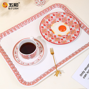Wuhe Melamine Dinnerware Set Round Bpa Free Folk Custom Pattern Daily Use - Product Image 3