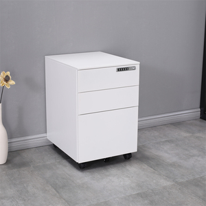 Minimalist White 3 <b>Drawer</b> Steel <b>Filing</b> Cabinet with Code Lock for Home Office - Product Image 3