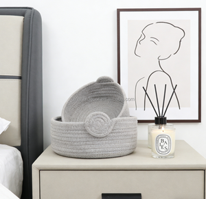 <span class=keywords><strong>Cesta</strong></span> de Almacenamiento Hecha en Fábrica, de Cuerda de Algodón, para Decoración del Hogar, Juego de 2 - Product Image 3